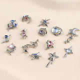 16 Stile Luxus Mond Stern Nagel Charms 3D Nail Charms Y2K Legierung Strasssteine ​​​​Bogen Schmetterling Nagel Schmuck Metall Nail Art Charms Nägel Glitzersteine ​​Nailart Rhinestones Nageldesign Zubehör