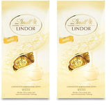 Lindt vita chokladbollar LINDOR | 137g påse | Ca. 10 vita chokladbollar med smält-i-mun-fyllning | Choklad presentset | Chokladpresentset (paket med 2)