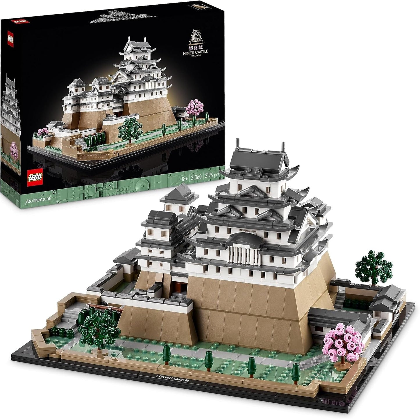 LEGO Architecture Himeji Castle Model Kit för vuxna Landmark Collection Kreativ trädgårdsskötsel och japansk kultur Fläktset med körsbärsblomningsträd present till honom och hennes 21060 byggset Besuche den LEGO-Store Singel
