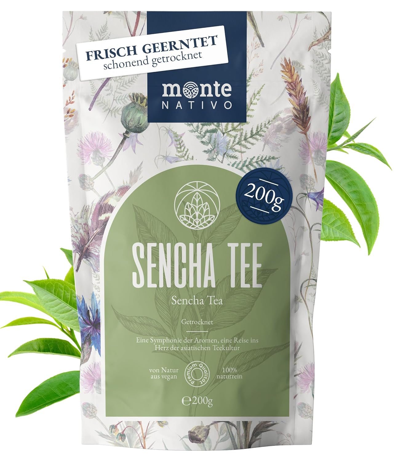 Monte Nativo Ceremonial Matcha Powder (40g) - perfekt för matcha te, lattes och smoothies - grönt te från Japan - ceremoniell kvalitet, i metalllåda - 100% ren, glutenfri, finmalen