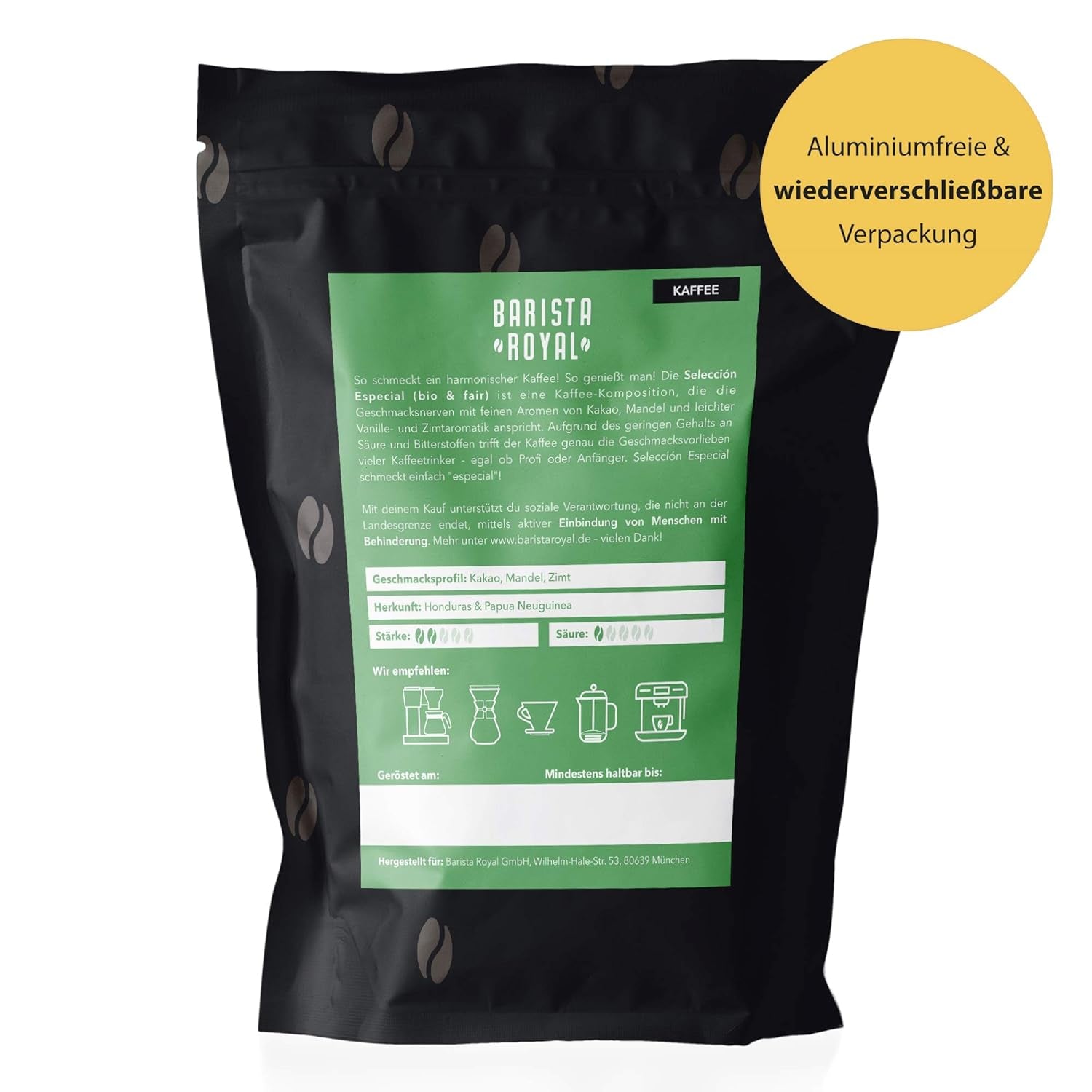 BARISTA ROYAL Bio Kaffeebohnen 1kg "Special Selection" | Frische Kaffeebohnen direkt gehandelt | 70% Arabica, 30% Robusta Kaffee ganze Bohnen | Idealisk för helautomatiska och filtermaskiner