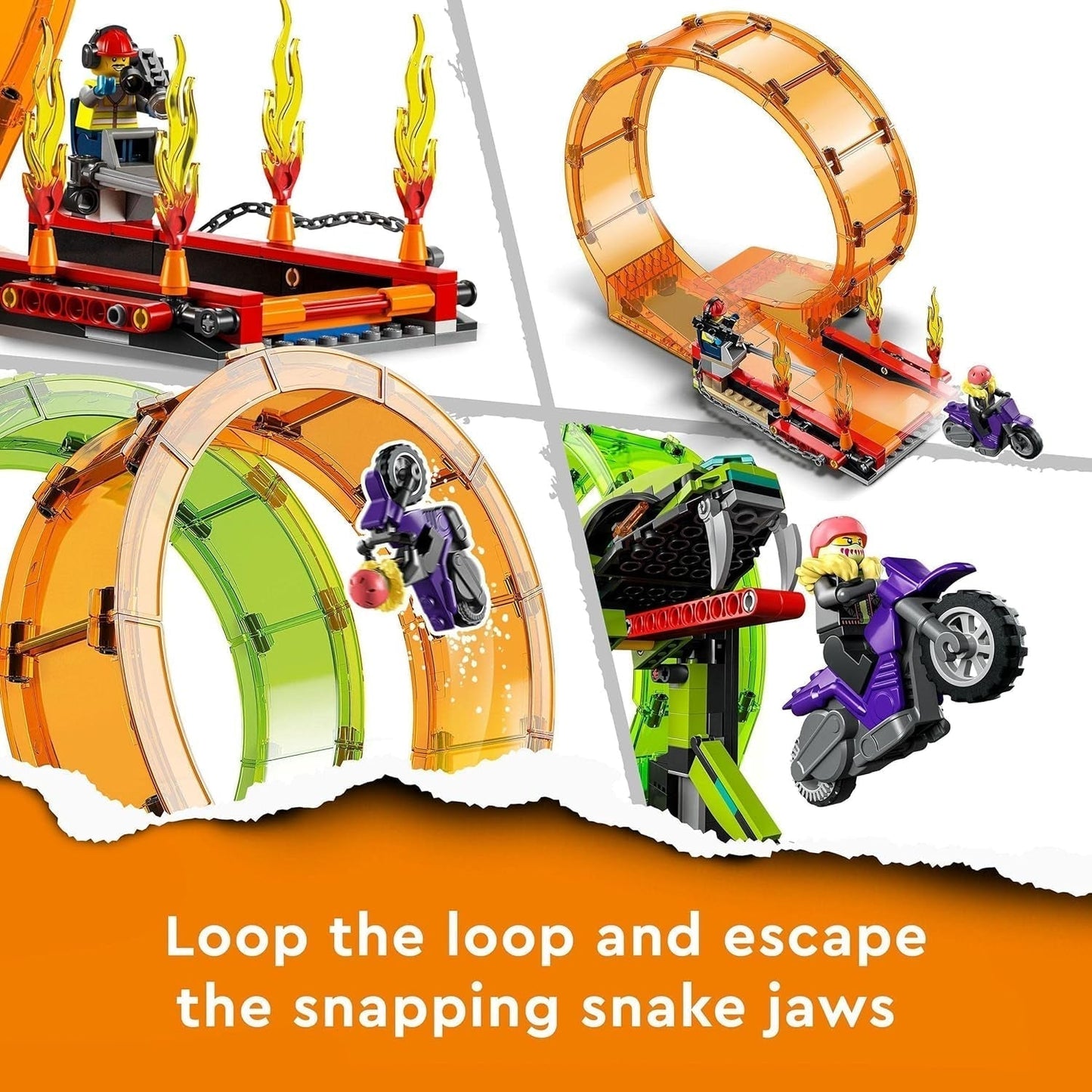 LEGO 60339 City Stuntz Stuntz Show Double Looping Set, inkl. ramp, monstertruck, 2X motorcykel och 7 minifigurer, leksak för barn över 7 år Byggset Besuche den LEGO-Store