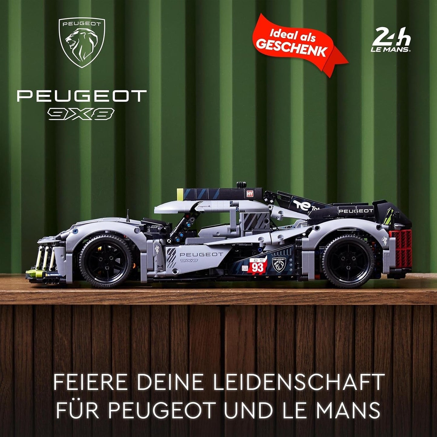 LEGO 42156 Technic Peugeot 9X8 24H Le Mans Hybrid Hypercar Legendarisk racerbil Vuxenmodell Kit 1:10 Motorsportbil Samlarobjekt för avancerade spelare Byggsatser Besuche den LEGO-Store
