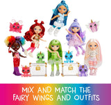 Rainbow High Littles Rainbow Fantasy Fairy and Pet - Emerald, Green - 14 cm ledad liten Fantasy Dragon Doll med utbytbara Fairy Wings, söt present till barn från 4 år och uppåt