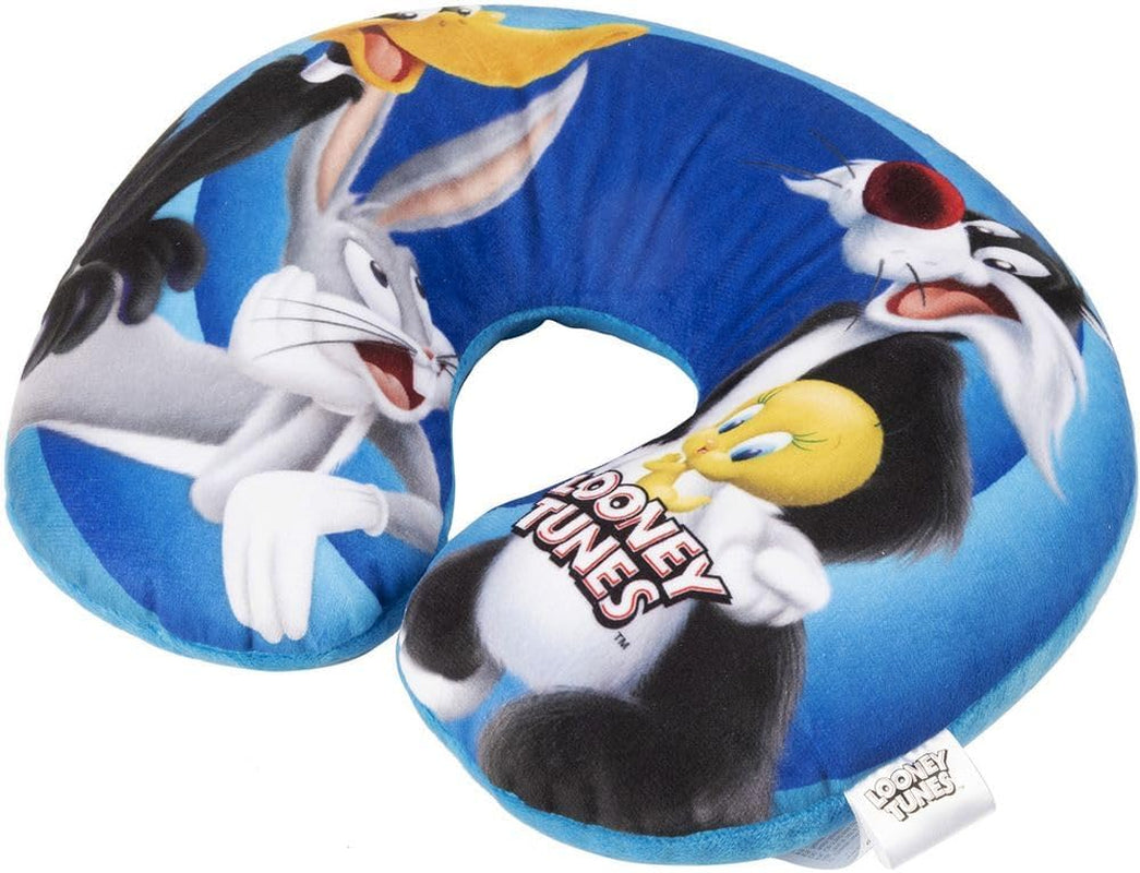 Warner Bros Looney Tunes Baby Girls Nackkudde Mjuk resebil Bugs Bunny Daffy Duck Silvestro Titti Comfort Cartoon Blue Naty Shop Resekuddar