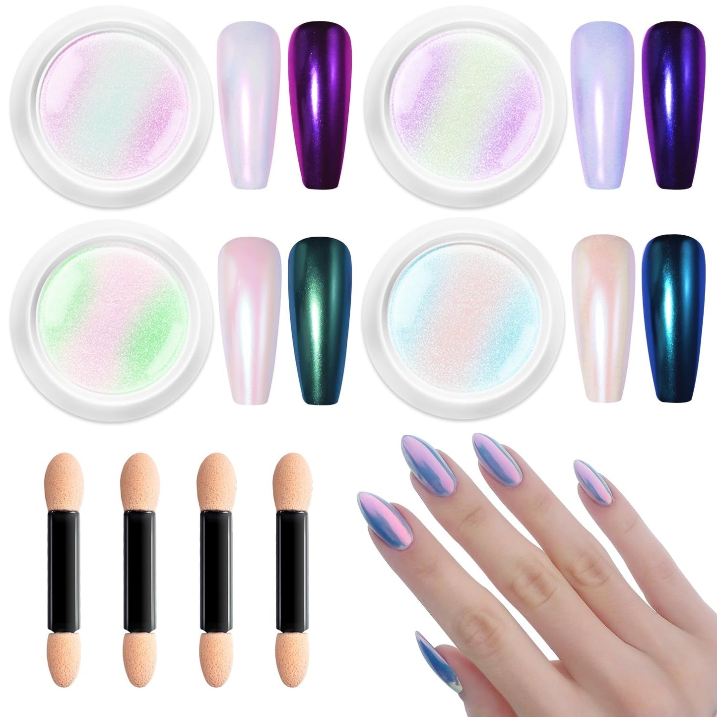 BISHENGYF Rose Gold Chrome Nail PowderNeue Upgrade Grosse Kapazitä Chrom PulverSuper-Spiegeleffekt Metall Mirror Chrome Powder – Neon Glassy Pearl Effect Glitter Nagelkunst Pulver Für DIY Salon