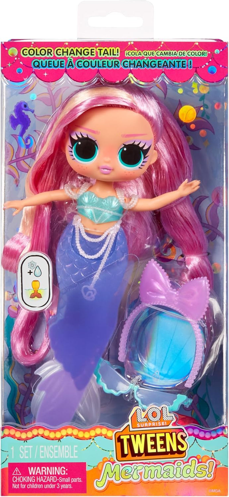 L.O.L. Överraskning! Tweens - Mermaid Lola Waves - modedocka med färgskiftande svans, rörlig fena och vackra tillbehör - leksak för barn och samlare från 4 år Naty Shop Dolls