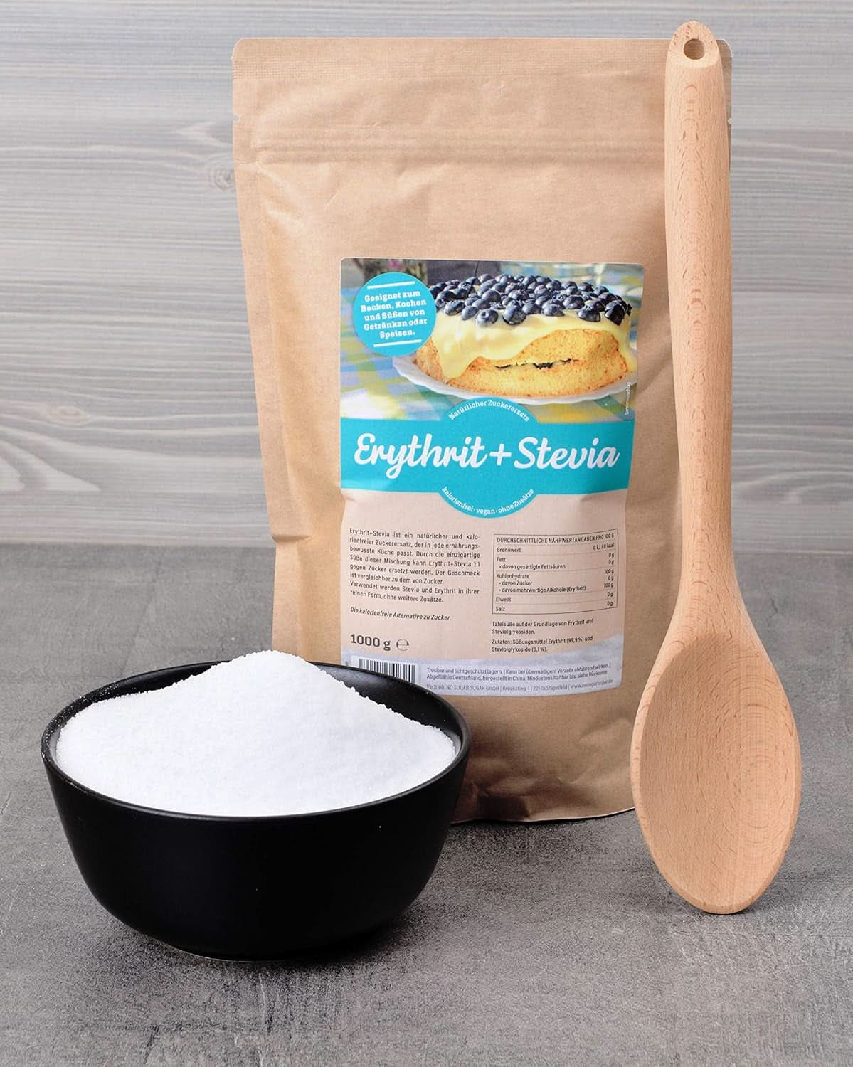Erythritol + Stevia Naturligt sockerersättning utan kalorier 1:1, 1 kg sötningsmedel Naty Shop