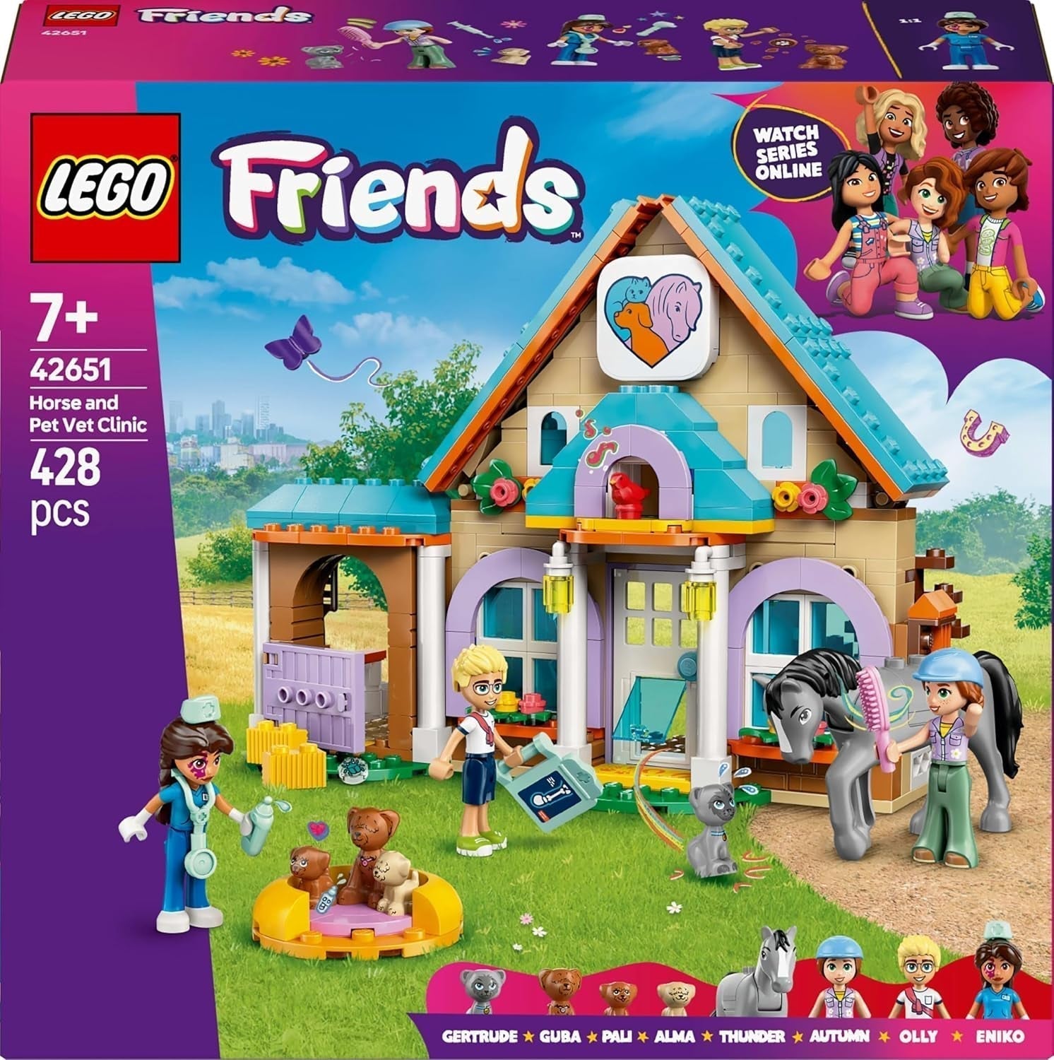 LEGO Friends veterinärskåp för hästar och husdjur, bygg- och lekset för fantasifulla rollspel med 3 minifigurer och 5 djurfigurer, presentidé för tjejer 7 år 42651 Byggset Besuche den LEGO-Store