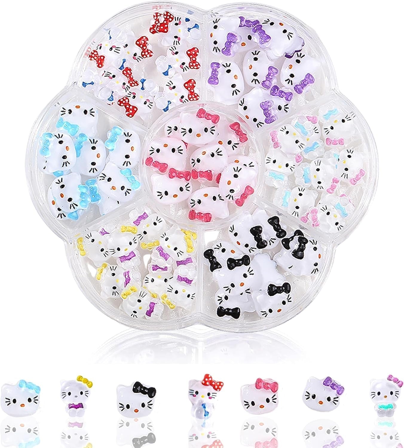 3D-kattens nagelklistermärken, nagelglitter, paljetter, nagelklistermärken i harts, nagelstenar, diamanter för nagelkonst, inklusive strass nagelvaxstift (färgglad katt)