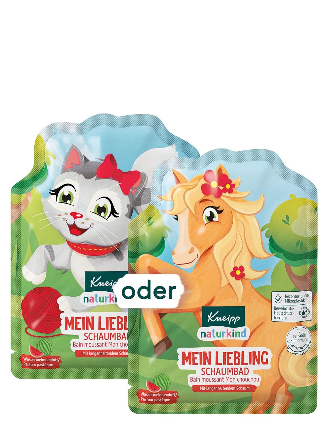 Kneipp Naturkind badtillsats med närande jojobaolja och naturligt blåbärsextrakt, fruktig blåbärssmak, blått vatten, 40 ml dusch och bad Naty Shop Watermelon