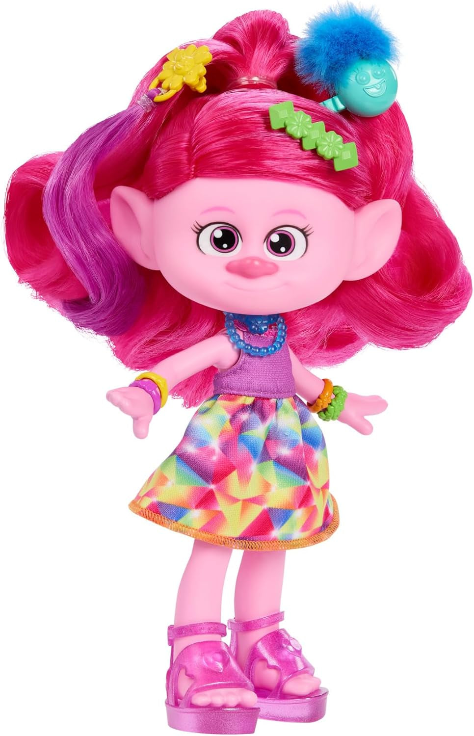 Mattel DREAMWORKS TROLS Together Strong - Hårsmakande Queen Poppy Fashion Doll - 15+ tillbehör, Glitter Kam, Tvättbar Glitter Gel, För Ålder 3+, HNF25 Naty Shop Dolls