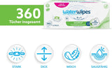 WaterWipes Sensitive+ Hydrating Boost våtservetter, hydratiserande våtservetter, 360 delar (6-pack), 3 i 1 rengöring, vård, hydrat, 99 % aloe vera-vatten, oparfymerade babyservetter