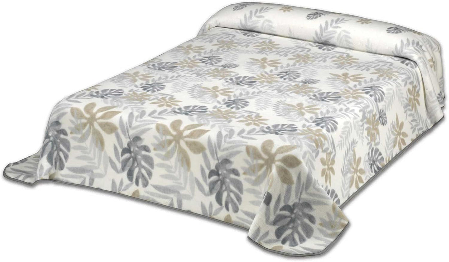 Tryckt filt, stor volym, 100 % polyester, 450 g/m², mjuk, för höst/vinter, Design Harmony N10, 170 X 240 cm, för 90/105 cm sängar, grå täcken och täcken Naty Shop