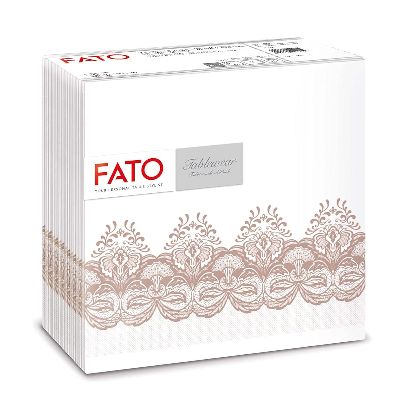 Fato - Torra pappersservetter, airlaid, textileffekt, paket med 50 servetter, 40X40 vikta i 4-format, Tropicana Decor