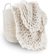 Chunky stickad filt, plagg, 100% handstickad med jumbo chenillegarn (127 X 152,4 Cm, lila grå) Sängar och täcken Adyrescia Cream White 60 "X80"