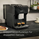 Siemens EQ500 klassisk automatisk espressomaskin, TFT färgskärm, 5 sorters kaffe och mjölk, dubbelkoppsfunktion, enkel rengöring, avtagbar bryggenhet, med mjölkslang, svart, TP511E19
