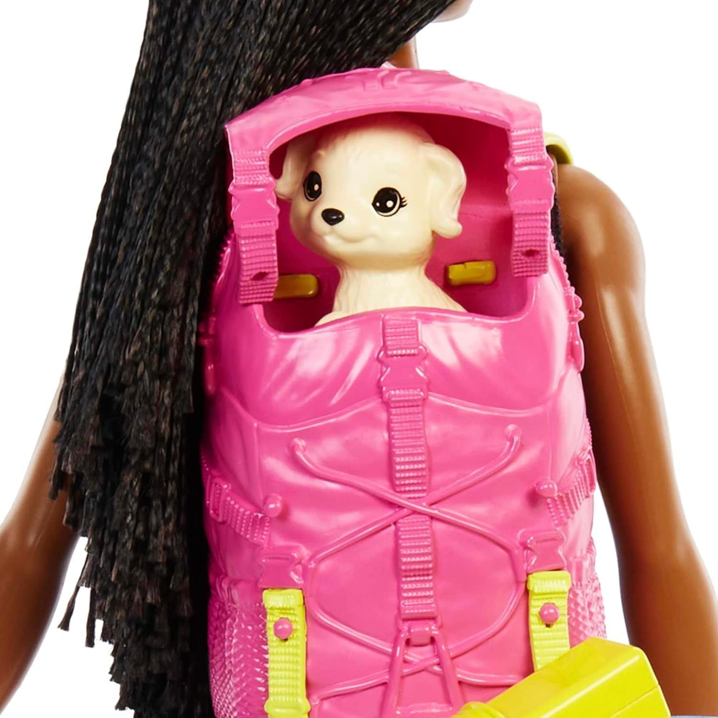 Barbie HDF74 Twin Pack Doll! Brooklyn Camping Doll (brunett med flätade pigtails, ca 29cm) med valp, ryggsäck, sovsäck, 10 campingtillbehör, present till barn från 3 år och uppåt