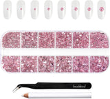 Beadsland 2500st Glas Nailart Strasssteine ​​​​Kristall Flatback Edelsteine ​​​​Runde, ​​Für Handwerk Gemischt 8 Größen SS4 ~ SS30 Mit Picking Pinzette Und Stift (Kristall Weiss)