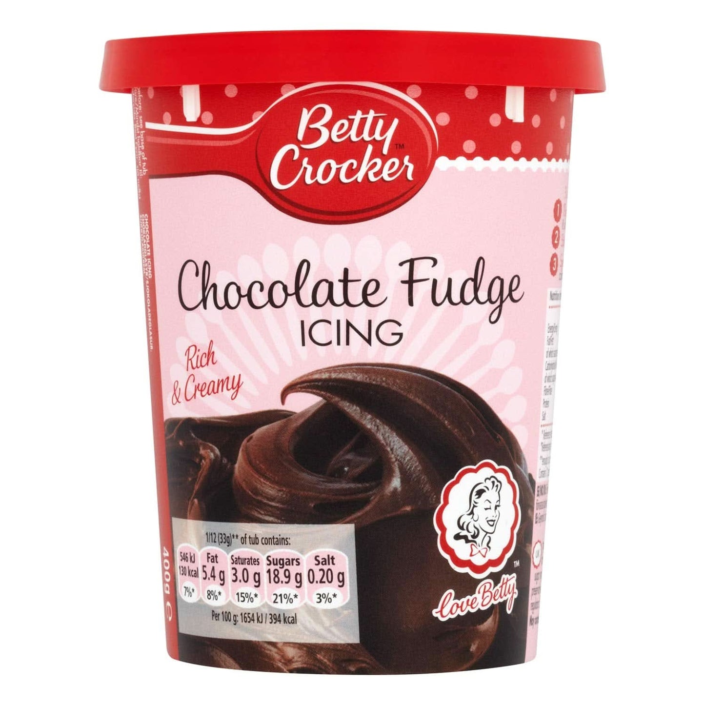 Betty Crocker, Tårtglasyr med choklad och kola, 400 grams glasyr och dekor Naty Shop