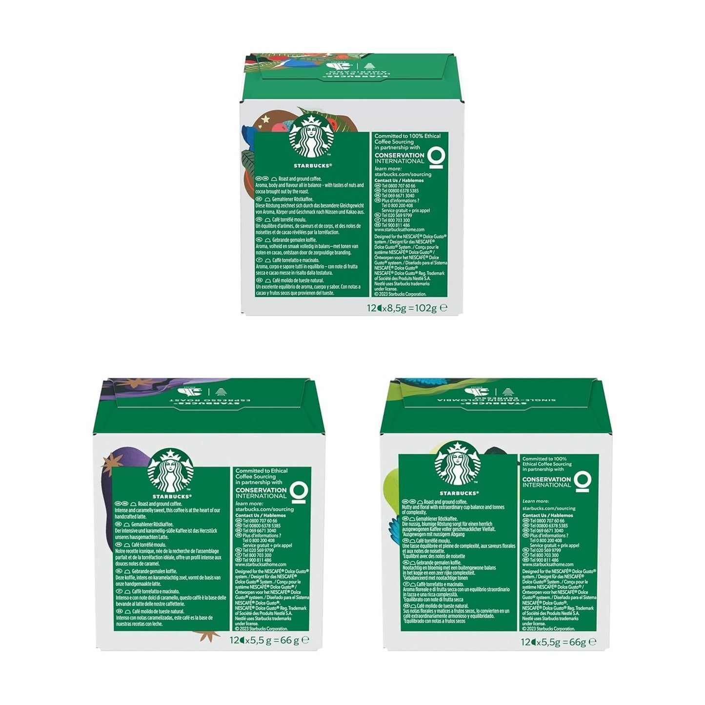 STARBUCKS Probierset, Espresso-Varianten av Nescafé Dolce Gusto Kaffeekapseln 6 x 12 (72 Kapseln) - Exklusiv bei Amazon