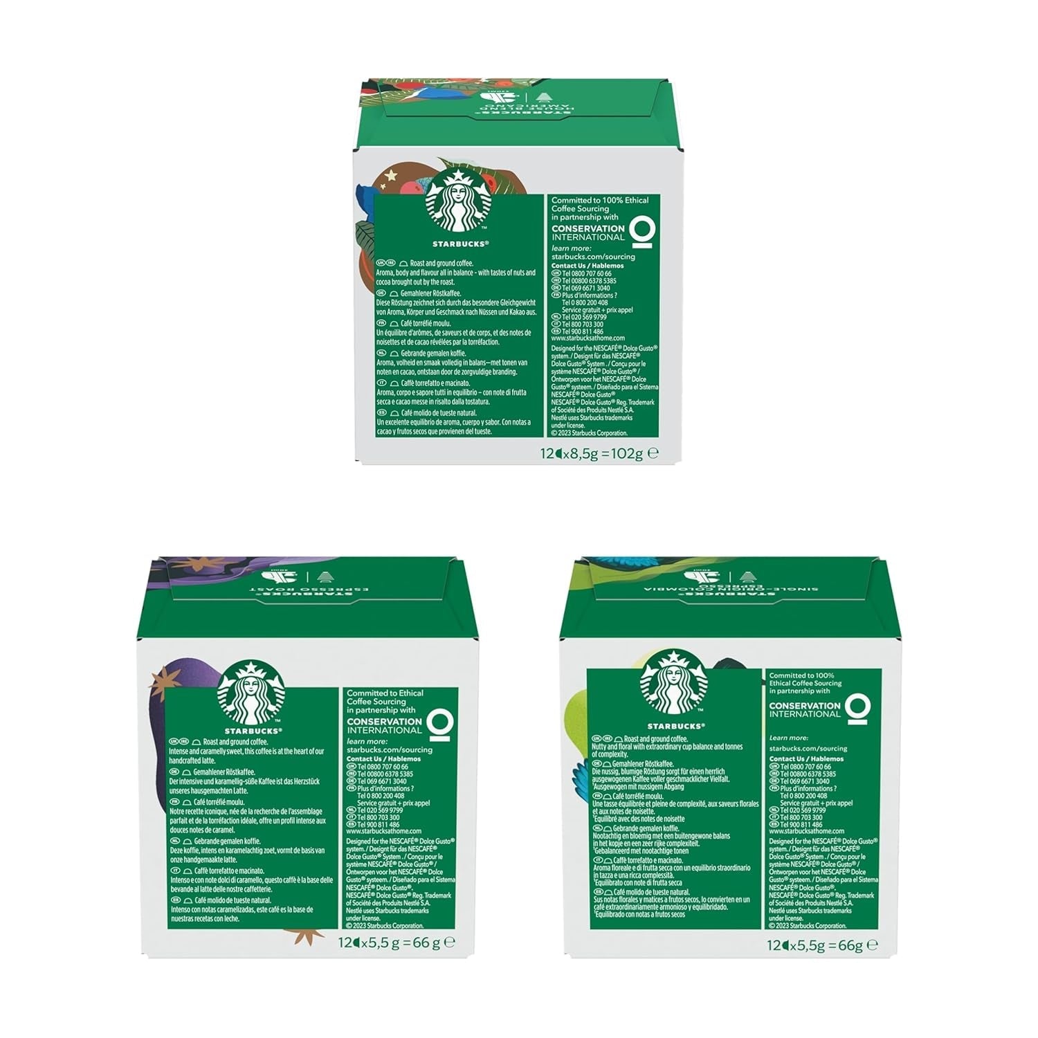 STARBUCKS Probierset, Espresso-Varianten av Nescafé Dolce Gusto Kaffeekapseln 6 x 12 (72 Kapseln) - Exklusiv bei Amazon