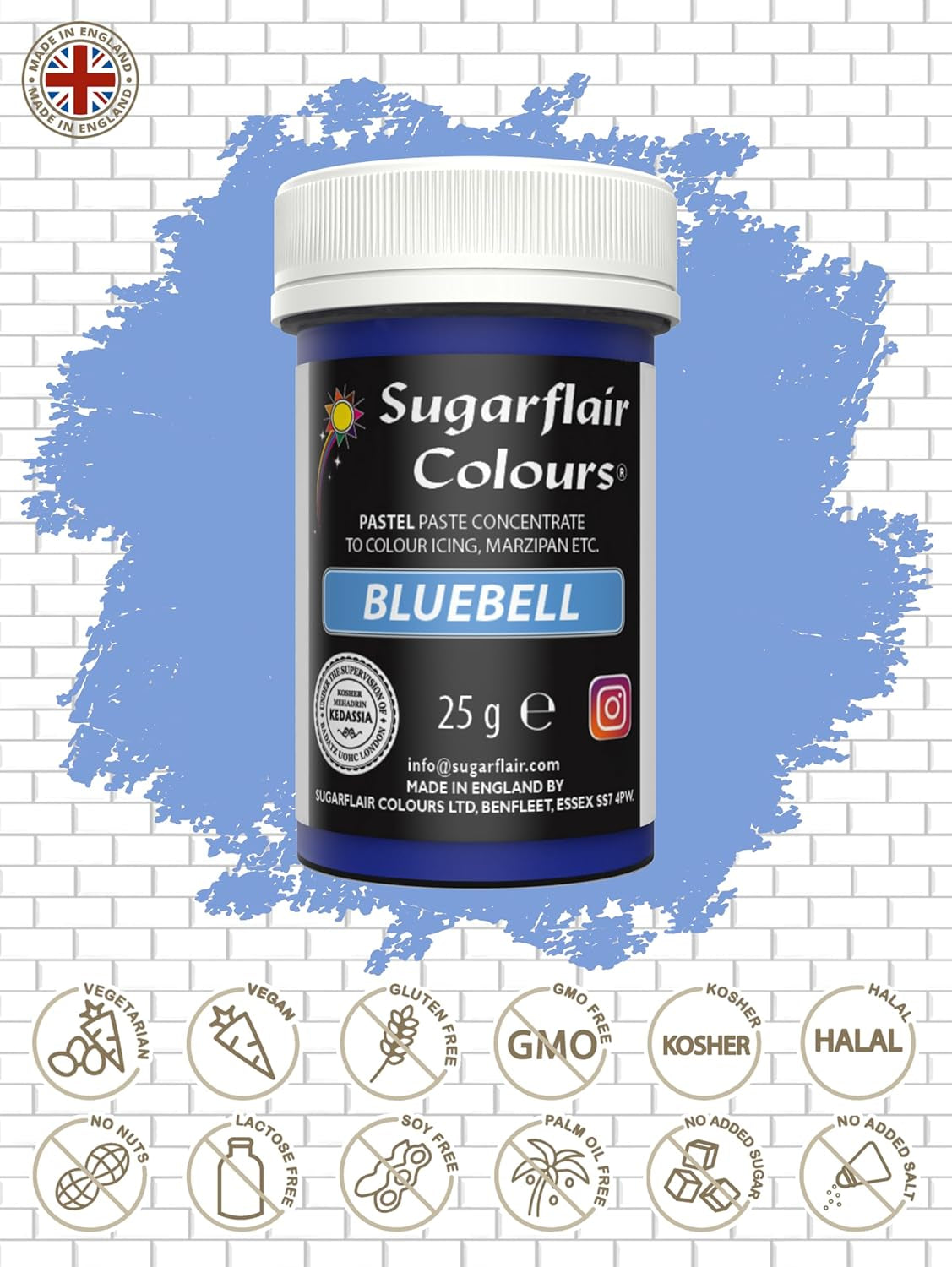 Sugarflair Pastell matfärg för pasta, klockblått, matfärg för pasta, fondant och marsipan, Spectral Concentrated Colors - 25g