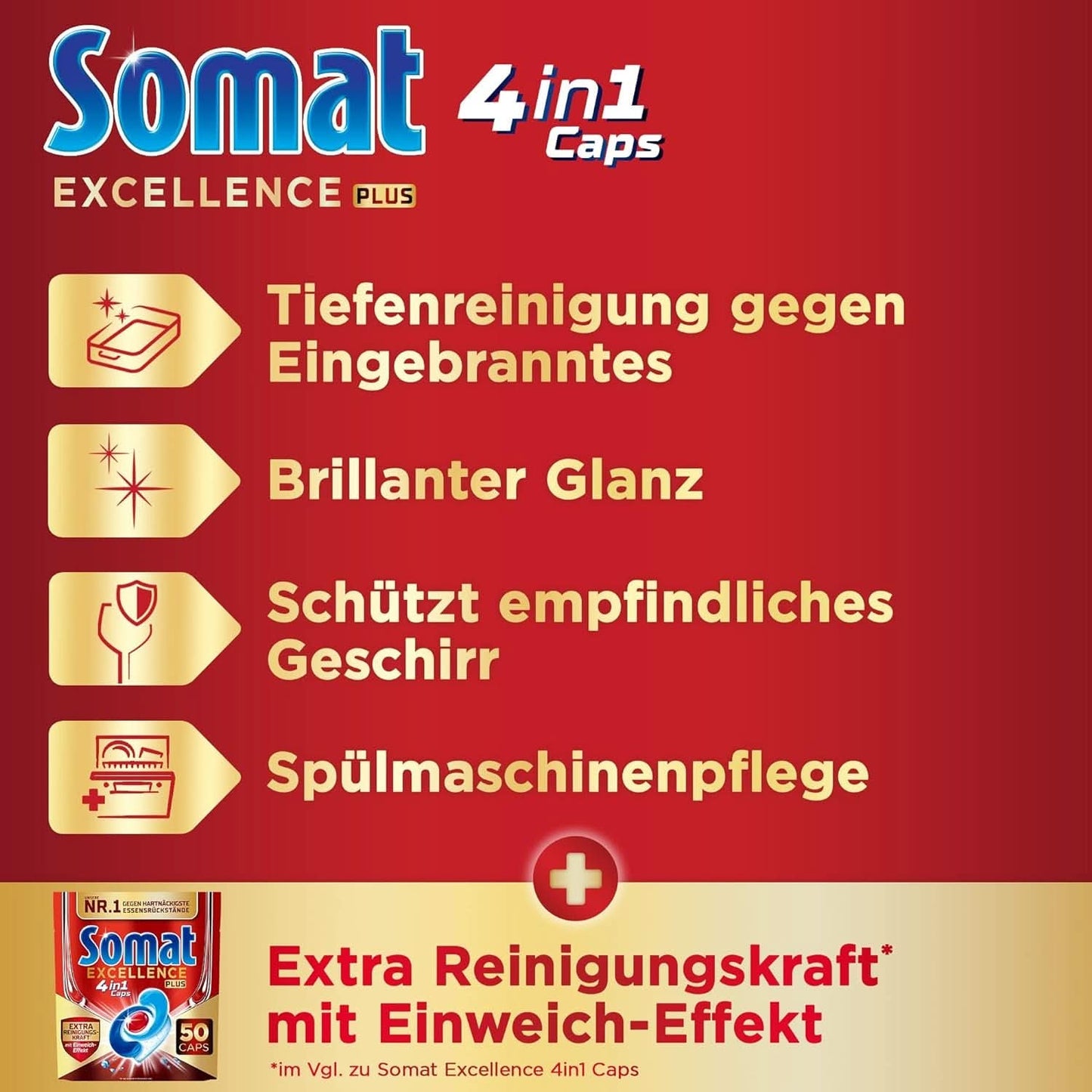 Somat Excellence plus 4In1 Caps (50 Caps), Naty Shop diskmaskinstabletter