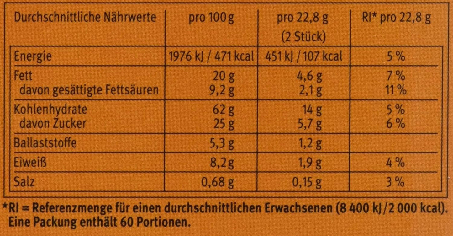Brandt Hobbits Crunchy - 2-pack - Cateringkartong med 60-pack - Högfibrig havregryn fullkornskex (60 x 22,8 g)