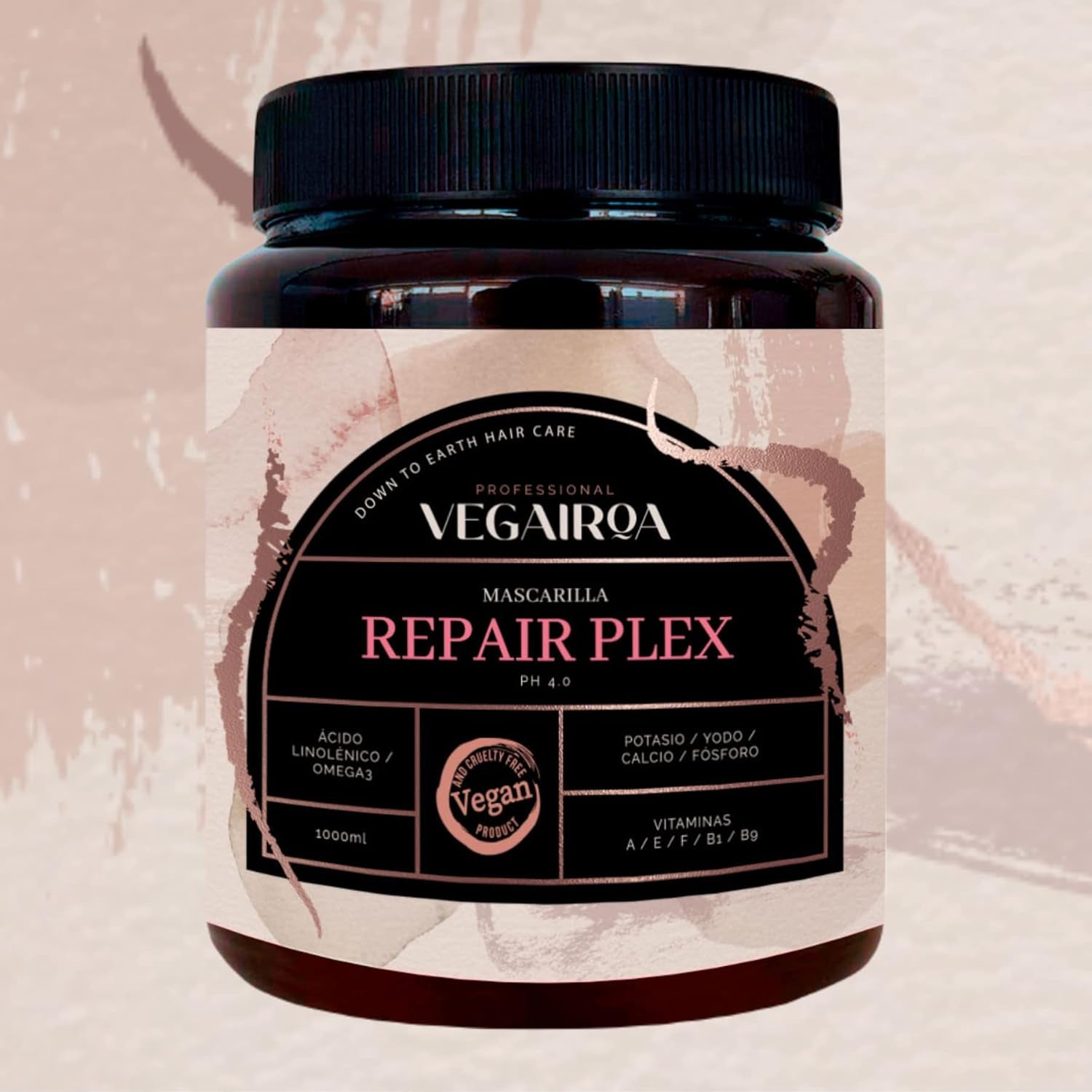VEGAIROA - Repair Plex Mask - Extreme Repair Mask - Fuktgivande och närande - Frizz Protection - För kemiskt behandlat hår - Professionell vegansk frisörprodukt - 1000g Naty Shop Hair Mask