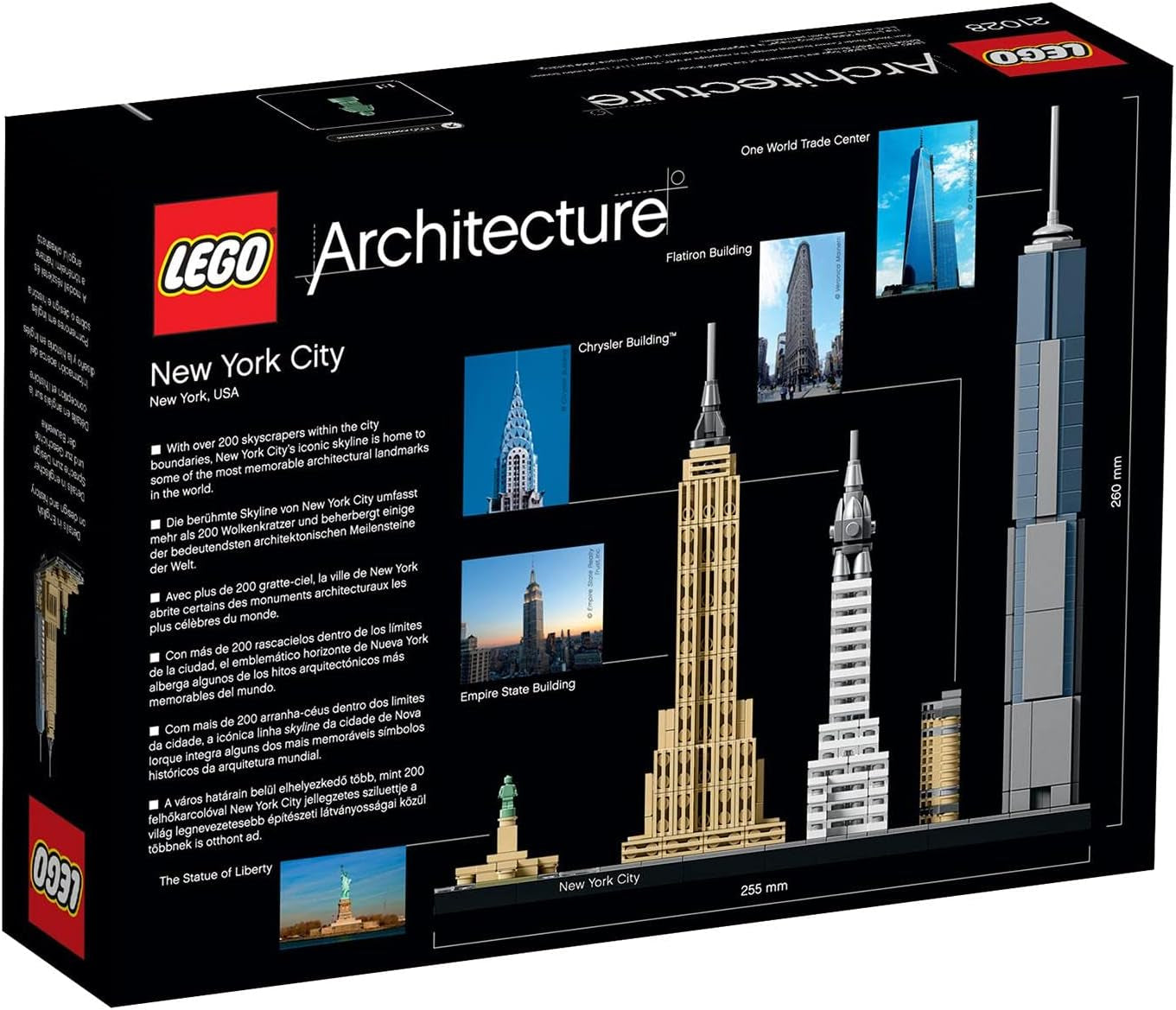 LEGO Architecture New York City Set, Skyline Model Kit med World Trade Center och Frihetsgudinnan, hantverk för vuxna, hem- och kontorsdekorationer, presenter för kvinnor och män 21028 Byggset Besuche den LEGO-Store