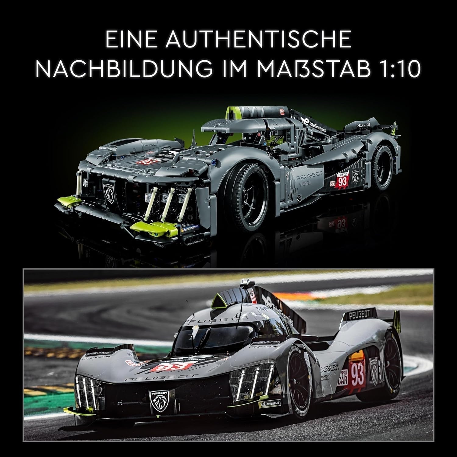 LEGO 42156 Technic Peugeot 9X8 24H Le Mans Hybrid Hypercar Legendarisk racerbil Vuxenmodell Kit 1:10 Motorsportbil Samlarobjekt för avancerade spelare Byggsatser Besuche den LEGO-Store