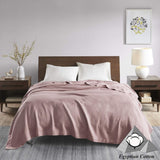 Madison Park 100 % egyptisk bomull Andas täckefilt Premium Stickad Lyxsäsong Lättviktsöverdrag för bäddsoffa och soffa Hel/Queen Bed Rose Naty Shop Täcken och täcken