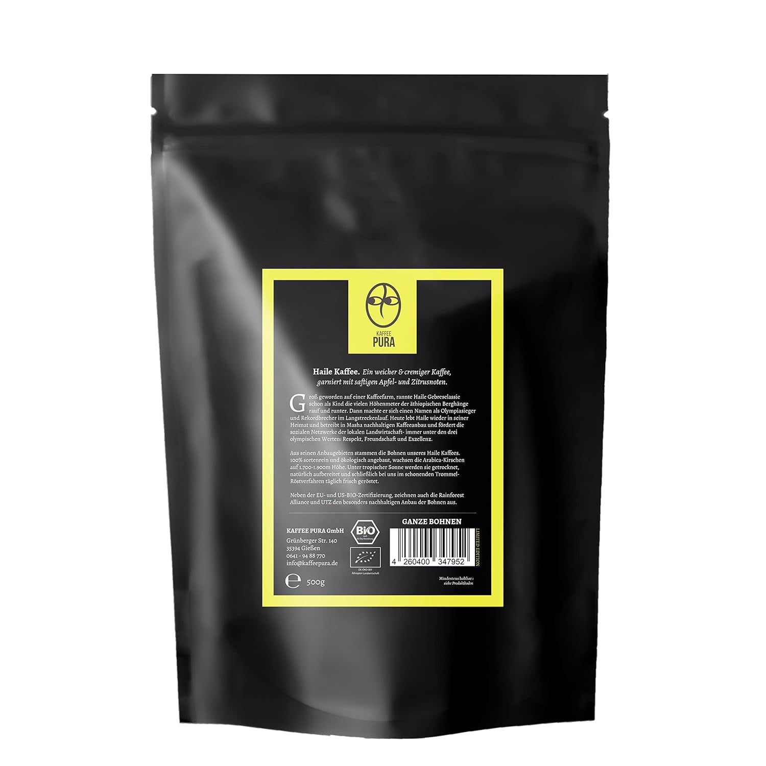 Masha kaffe från Haile-bio, hela kaffebönor 500g