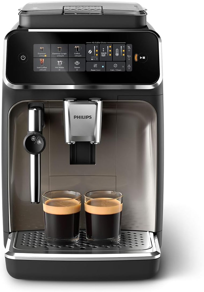 PHILIPS automatisk espressomaskin 2200-serien - 2 kaffespecialiteter, pekskärm, klassisk mjölkskummare, keramisk kvarn, mattsvart (EP2220/10)
