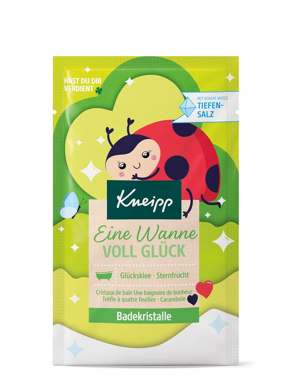 Kneipp, badkristaller, med naturliga extrakt av stjärnfrukt och lycklöver, med en hög andel Luisenhaller salt, 60 gram Dusch och bad Naty Shop