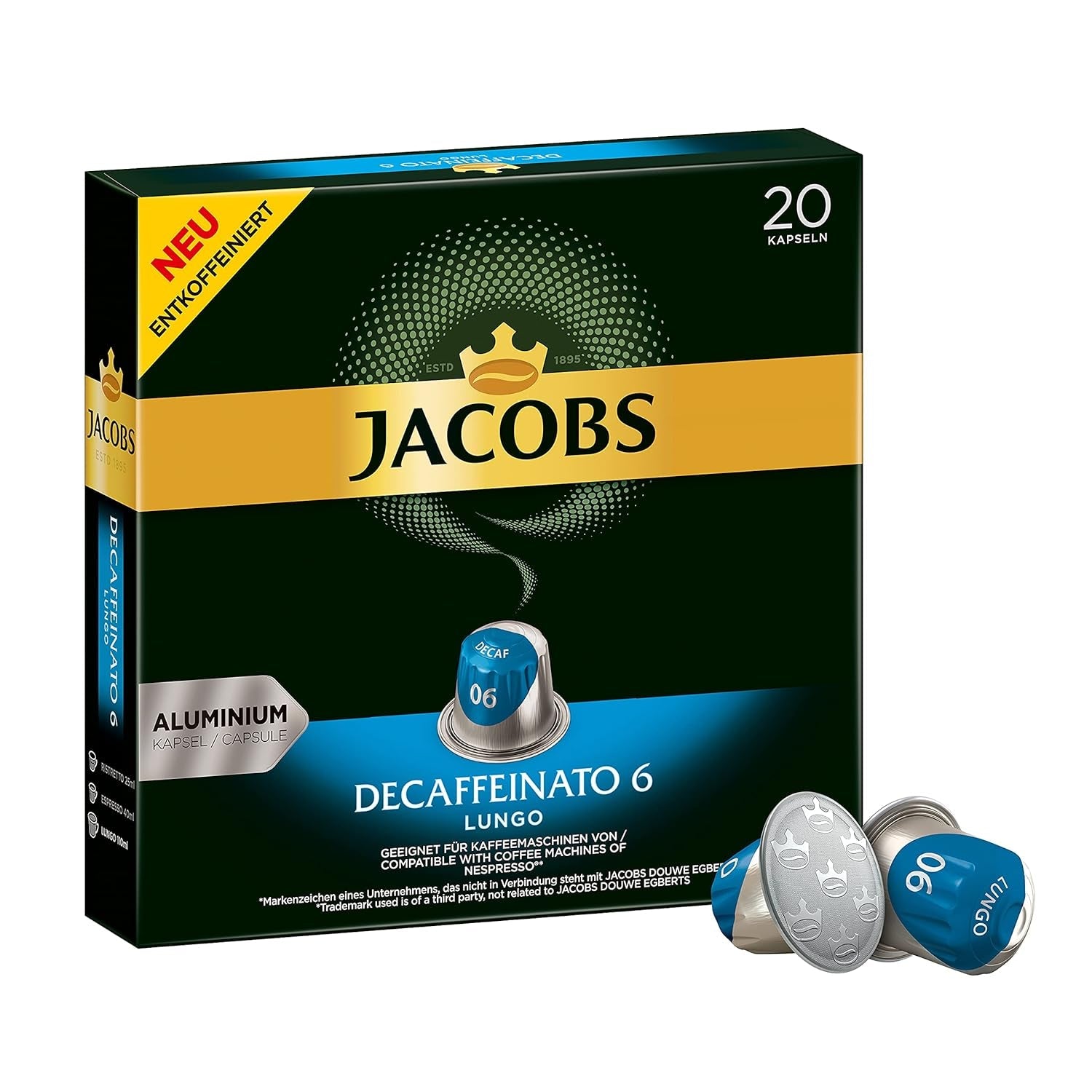 Jacobs Kaffeekapseln Guten Morgen XL Intense - 10er Pack (10 x 20 Getränke) & Kaffeekapseln Lungo Decaffeinato- Intensität 6- 200 Nespresso kompatibel Kapseln, 10er Pack, 10 x 20 Getränke