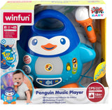 WinFun karaokemusikspelare, pingvindesign, med blinkande ljus och ekoeffekter, i blått, lekfullt stil, USB-anslutning Baby Toys Naty Shop