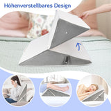 BARN Justerbar kilkudde, läskudde av högdensitetsskum för säng och soffa, ergonomisk säng med kilhuvud för sömnrefluxapné, benkudde/ryggkudde för lek och läsning (vit & grå)