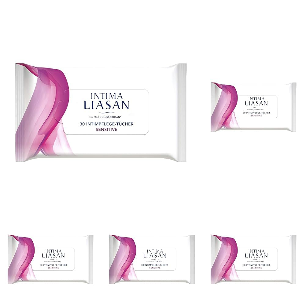 Intima Liasan by Sagrotan Sensitive intimvårdsservetter, tvålfria och alkoholfria, 30 stycken (pack om 5)