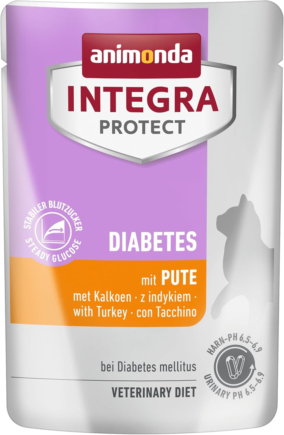 Animonda INTEGRA PROTECT våtfoder för diabetiska katter med kalkonkött (24 x 85g), rekommenderat av veterinärer för diabetes, ett komplett dietfoder för vuxna katter, utvecklat tillsammans med veterinärer.