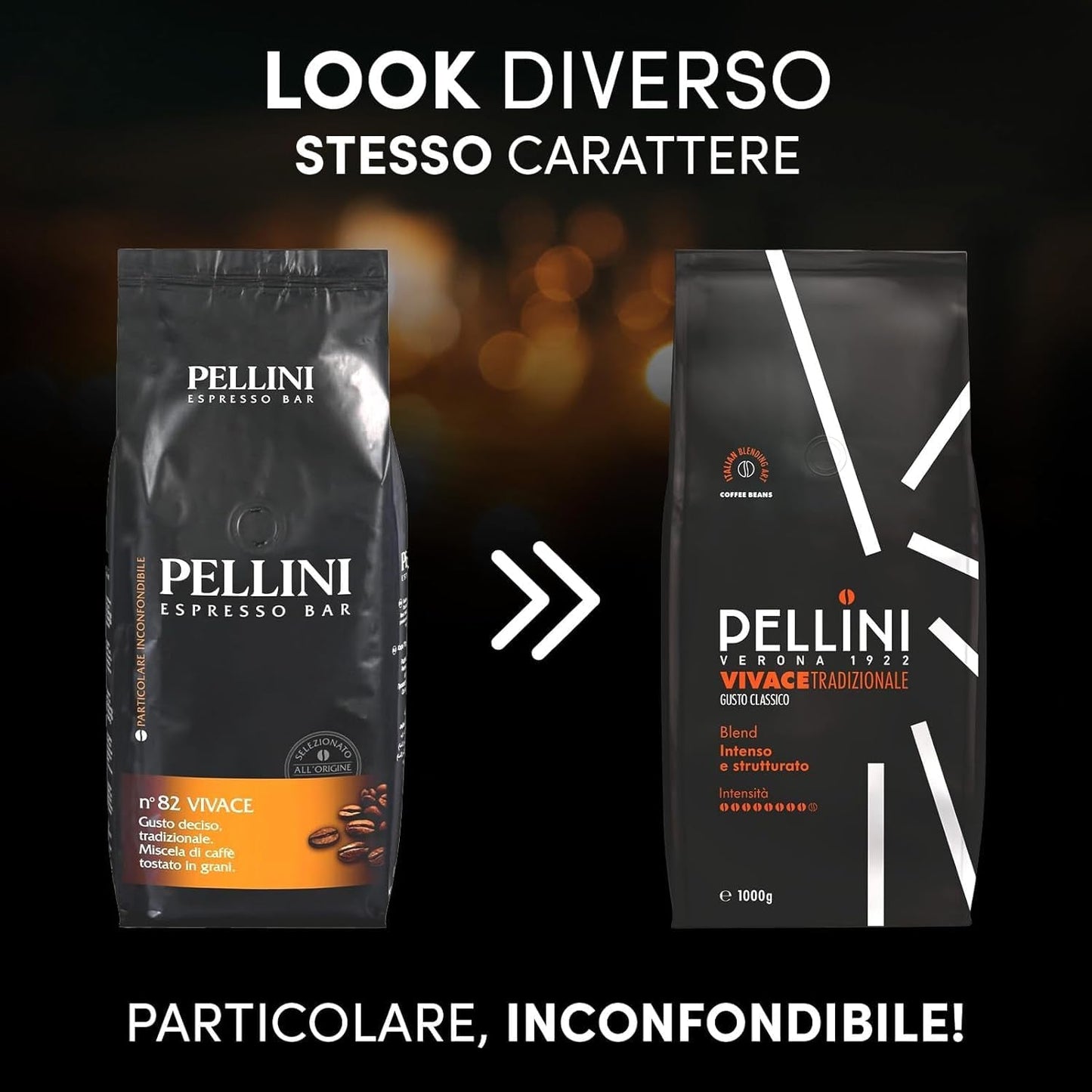 Pellini N.82 Vivace, Kaffeebohnen für Espresso 1 kg, Arabica- och Robusta-Mischung mit Kräftigem och Ausgefungem Gesmack, Mittlere Röstung