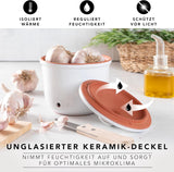 Römertopf Fresh Pot MINI 0,6 liter - Keramisk vitlökskruka - Andningsbar lera håller grönsaker fräscha längre - Idealisk luftcirkulation - Vita matförvaringslådor Naty Shop