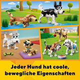 LEGO 31137 Creator 3-i-1 söt hundset med djurfigurer tax, mops, pudel och mer, leksak för barn 7+, present till hundälskare Byggset Besuche den LEGO-Store