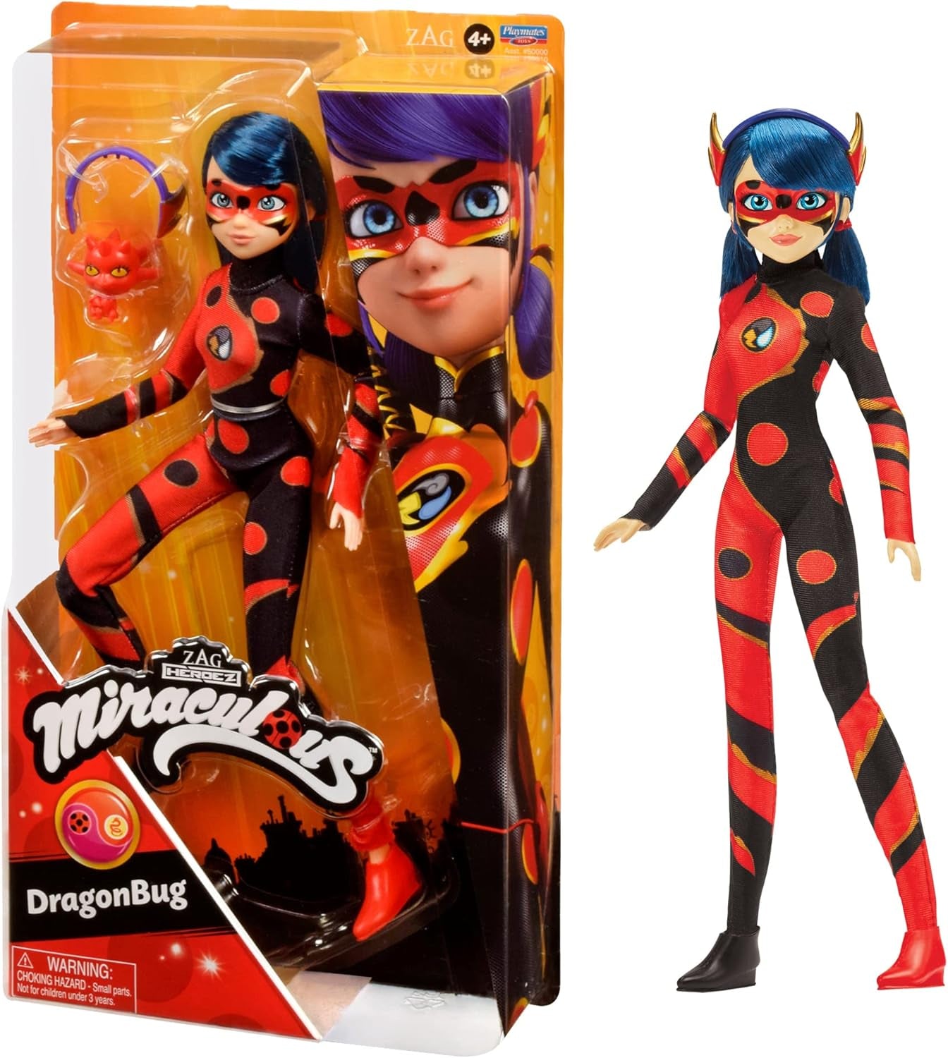 Bandai - Miraculous Ladybug - Docka Marinette Color Change Surprise - Miraculous Jointed Doll, 26 Cm + 3 överraskningar - Slumpmässigt mönster - P50390 Naty Shop Dragon Bug Dolls