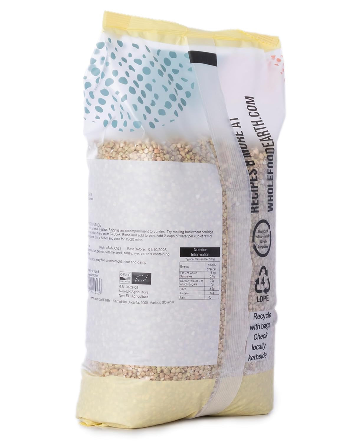 Wholefood Earth Organic Bovete - 3 kg - Icke-GMO - Vegansk - Hög i fiber - Certifierad organisk