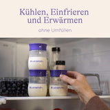 Lansinoh Muttermilchflaschen, 4 X 160 Ml - Zur Sicheren Muttermilch Austellungen - Neues Kompaktes Design Für Verbesserte Stabilität - Mit Stapelbarem Deckel Tillbehör Mat och amning Bebe Naty Shop