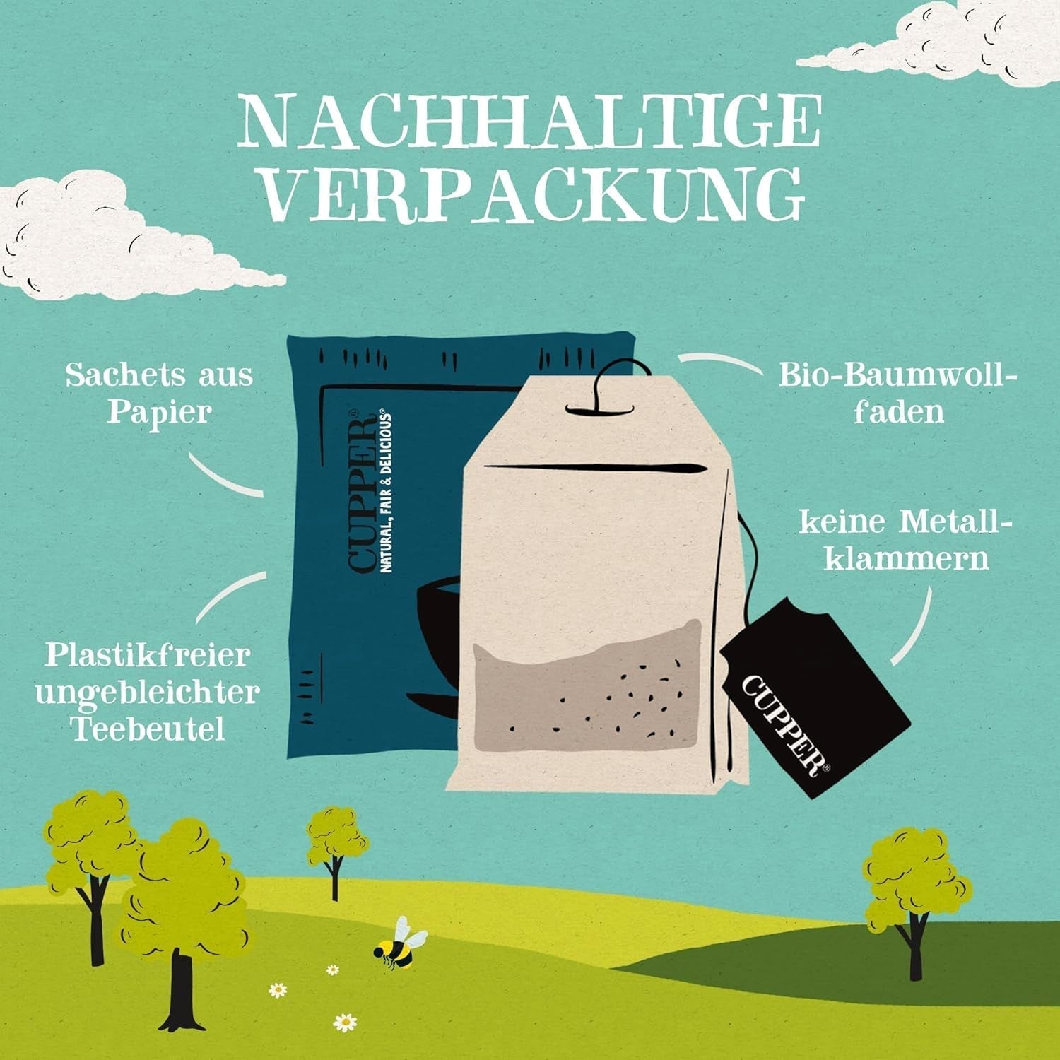 Cupper ekologiskt tepresentset, 6 sortiment av ört- och fruktteer för hela dagen, teservis, presentförpackning, utvald ekologisk tesamling (1 ask, 78 tepåsar)