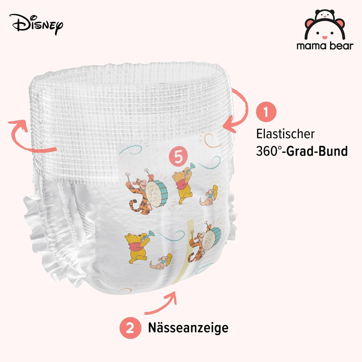 Amazon-märke: Mama Bear Disney-blöjor, storlek 5 (12-17 kg) - Månadslåda, vit, 140 stycken (2 förpackningar om 70)