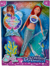 Simba 105733656 - Steffi Love Sparkling Mermaid Doll (39cm) - Glödande sjöjungfrufärg som ändrar lysande regnbåge Vattentät leksak för barn från 3 år och uppåt